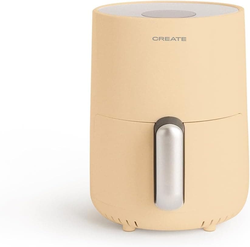 CREATE/FRYER AIR/Freidora de aire sin aceite 1,5L arena/Cesta antiadherente, selector de temperatura 80-200°, apagado automático, Libre de BPA, Programable, 900W