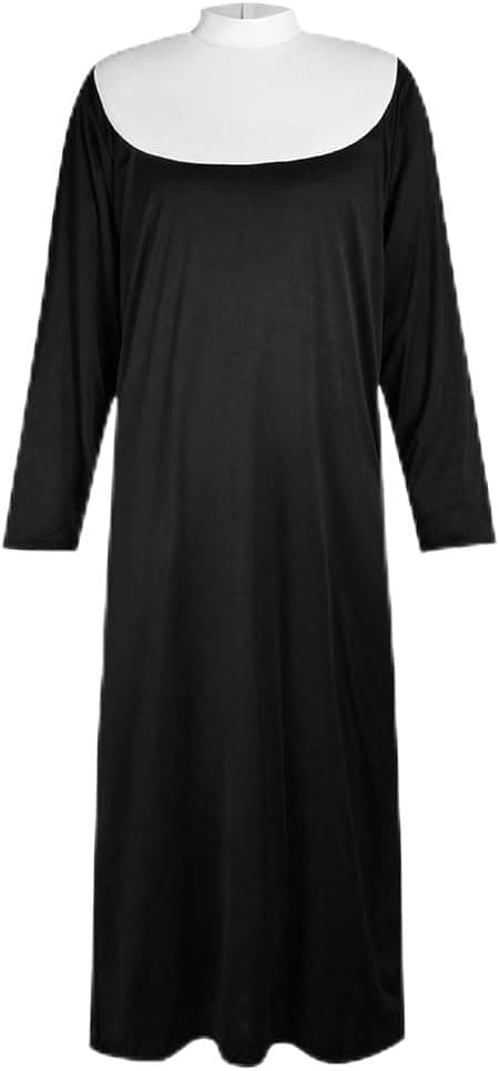 Aomig Disfraz Monja Mujer, Vestido Fancy Dress, Gorro Collar Cruz