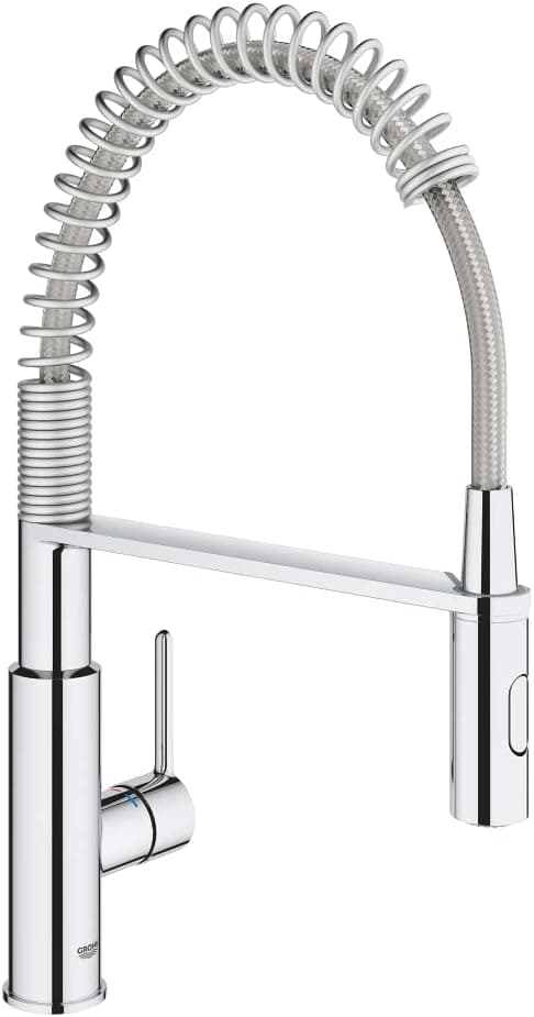 GROHE Get Swift - Grifo de cocina (caño alto extraíble, forma en C, giro de 360°, menor consumo de agua), cromo, 30361000