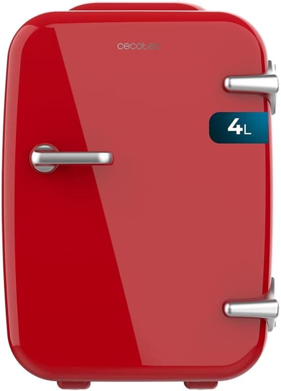 Cecotec Mini Nevera Bolero MiniCooling 4L Habana Red, Funcionamiento 12V-220V, Compatible coche y caravanas, Función enfriamiento y calentamiento, Rango temperatura 5-65º, Transporte fácil