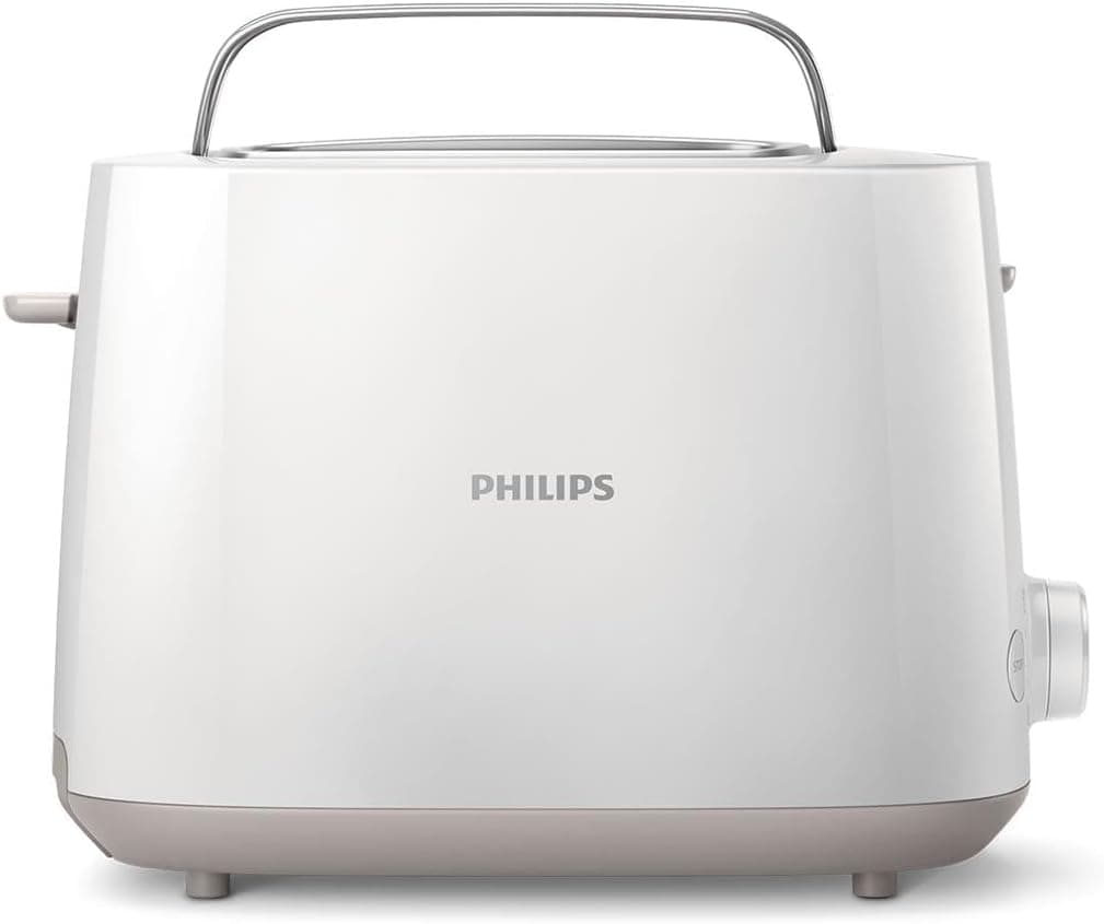 Philips Tostadora de pan 2 Ranuras, 8 Ajustes, Calientabollos, Blanco