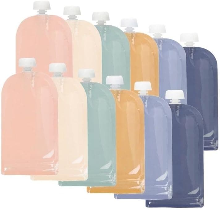 Jané Bolsas para Purés y Comida de Bebé 200 ml, Pack de 12, Apertura Inferior Hermética, Sin BPA, Lavavajillas y Congelador