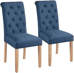 Yaheetech Juego de 2 Sillas de Comedor Silla Acolchada de Tela Azul