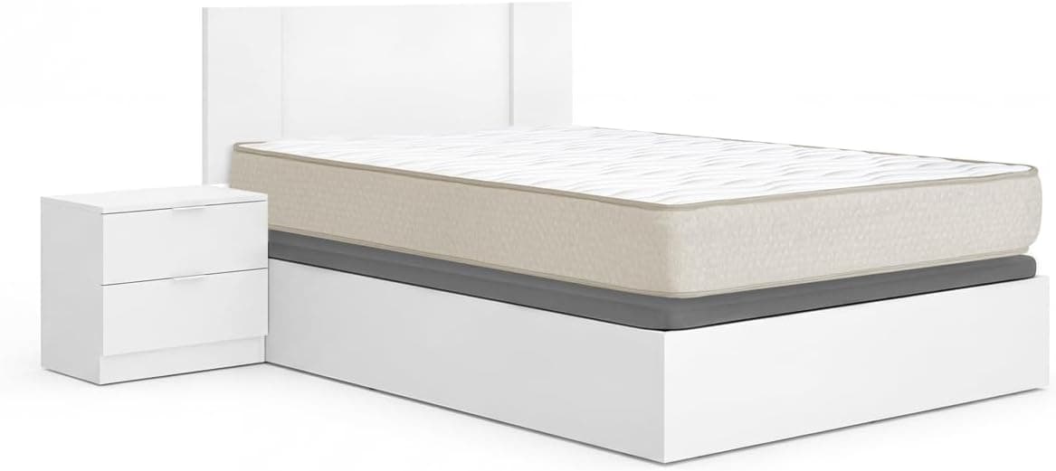 DEKIT - Pack Ahorro Dormitorio Canapé Nest con Cabezal Flow con 1 Colchón viscoelástico Nova 135 x 190 cm, Altura 20 cm
