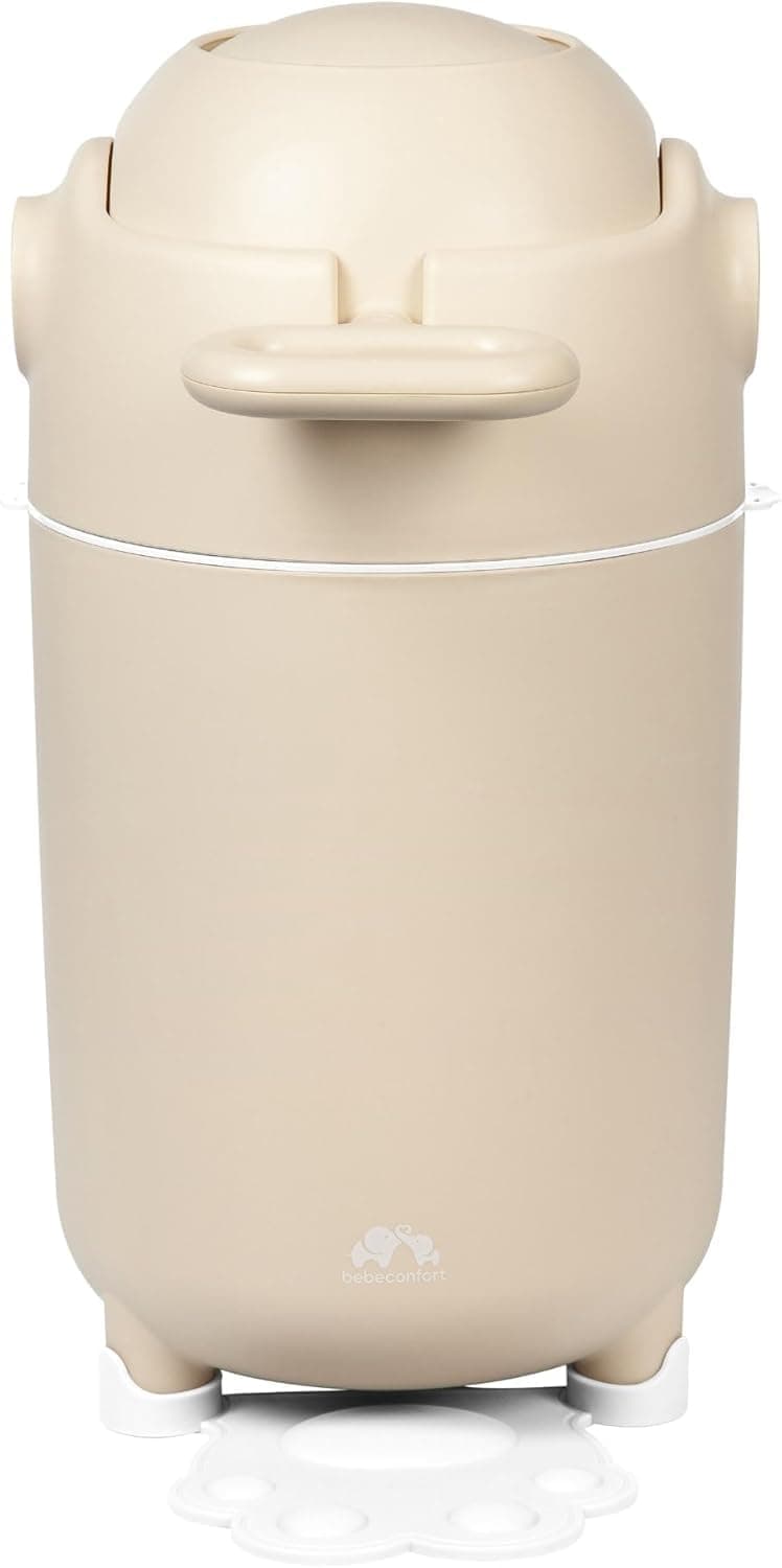 Bebeconfort Papelera Pañales Talla M, Tapa Antiolor, Compatible con Cualquier Bolsa Basura, Capacidad Máx. 20 Pañales, Uso con Una Sola Mano, Tamaño Conveniente para Almacenaje, Fácil Limpieza, Gris