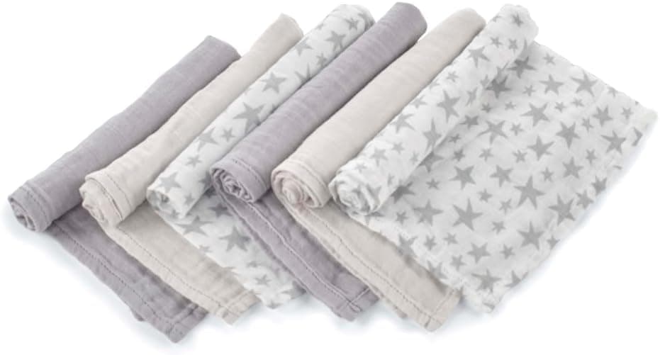 Jané Pack de 6 Muselinas Multiusos, Lactancia, Tejido Natural Algodón y Bamboo, Antiácaros 35x35 cm, Gris