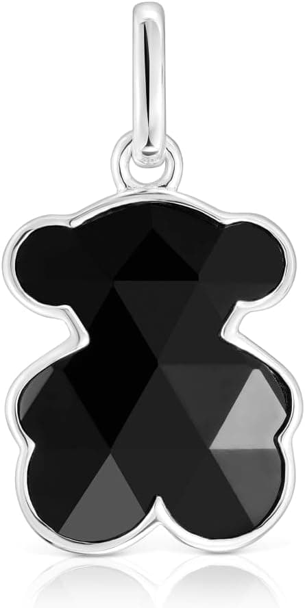 TOUS Colgante de Plata de Primera Ley para Mujer con Motivo de Oso en Ónix de 16mm, Colección Icon Color