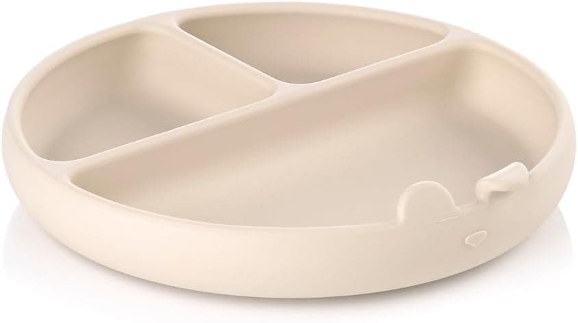 Jané Plato BLW Bebé de Silicona con Ventosa y Compartimentos, Libre BPA, Apto Microondas y Lavavajillas, Beige