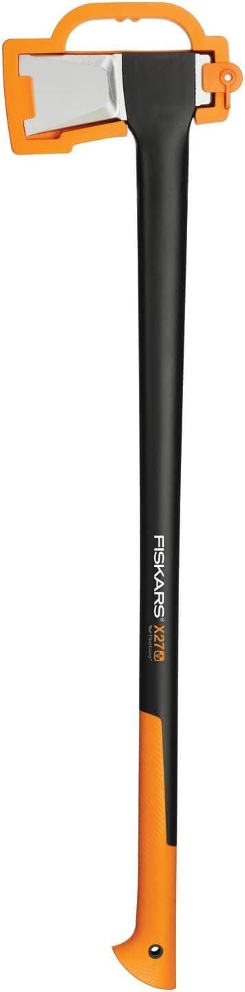 Fiskars Hacha 2,57 kg, Con estuche de almacenamiento y transporte, Longitud: 96 cm, Capa antiadherente, Cuchilla de acero/Mango de fibra de vidrio, Negro/Naranja, X27–XXL, 1015644