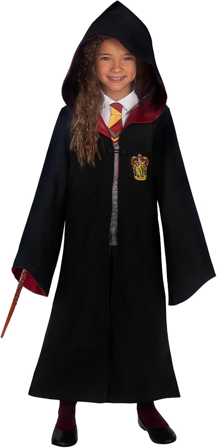Funidelia Disfraz Oficial de Hermione Granger Deluxe para Niña con túnica con escudo bordado, Túnica de Gryffindor Infantil Hogwarts, Disfraces de Carnaval, Halloween y Fiestas – Talla 7-9 años