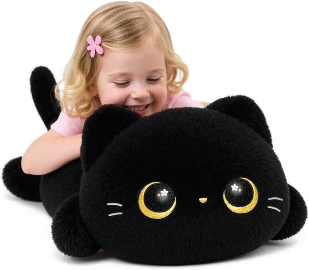 Mewaii Peluche Gato Negro Kawaii, 50 cm