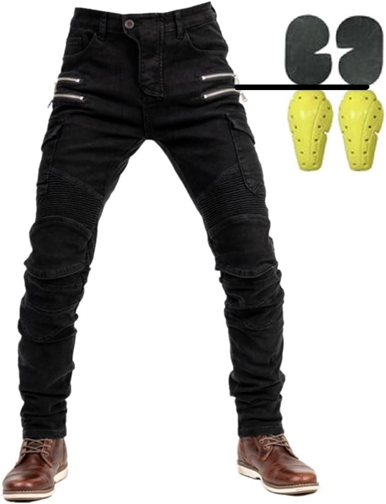 Hombres Motociclismo para Pantalones De Carreras De Motocross con Pantalones Anti Caída Jeans de Moto con Protector