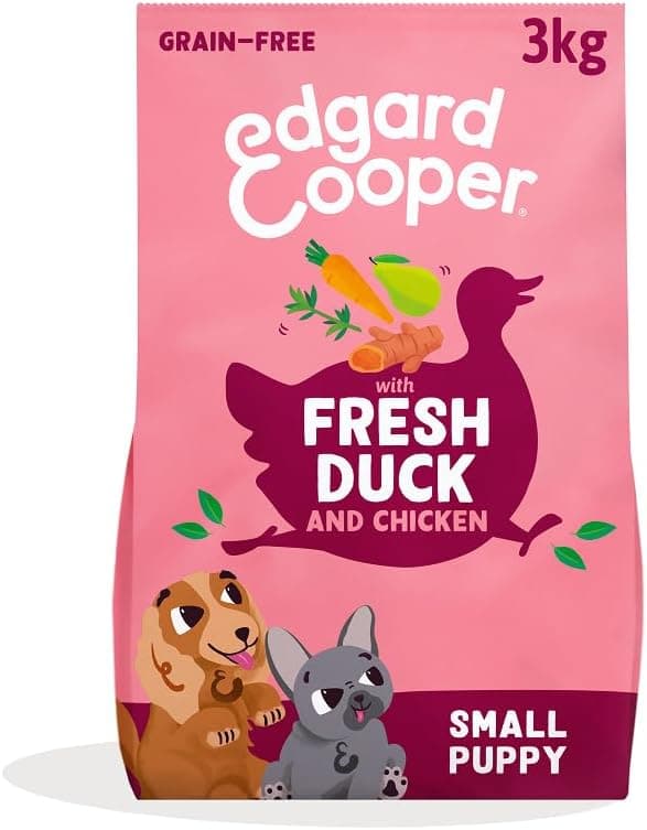 Edgard & Cooper Pienso para Cachorros Mini, Pato y Pollo Fresco (3kg), Comida Perro Seca Sin Cereales, con los Ingredientes Naturales, con Equilibrio de Fibra añadido