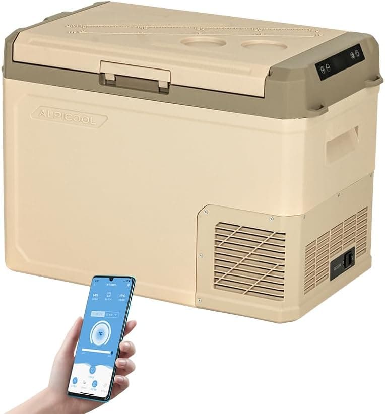 Alpicool GE40 37L Nevera Portátil Eléctrica Refrigerador de Coche 12V 24V Mini frigorífico CA 220v para Hogar, Camping, Viajes, Automóvil, 20ºC a 20ºC