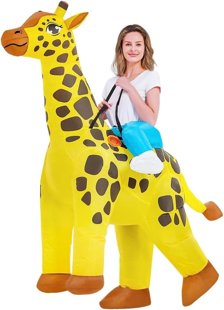 JASHKE Disfraz Jirafa Inflable para Adultos Disfraz Jirafa Montar Disfraces Inflables para Halloween Carnaval Navidad