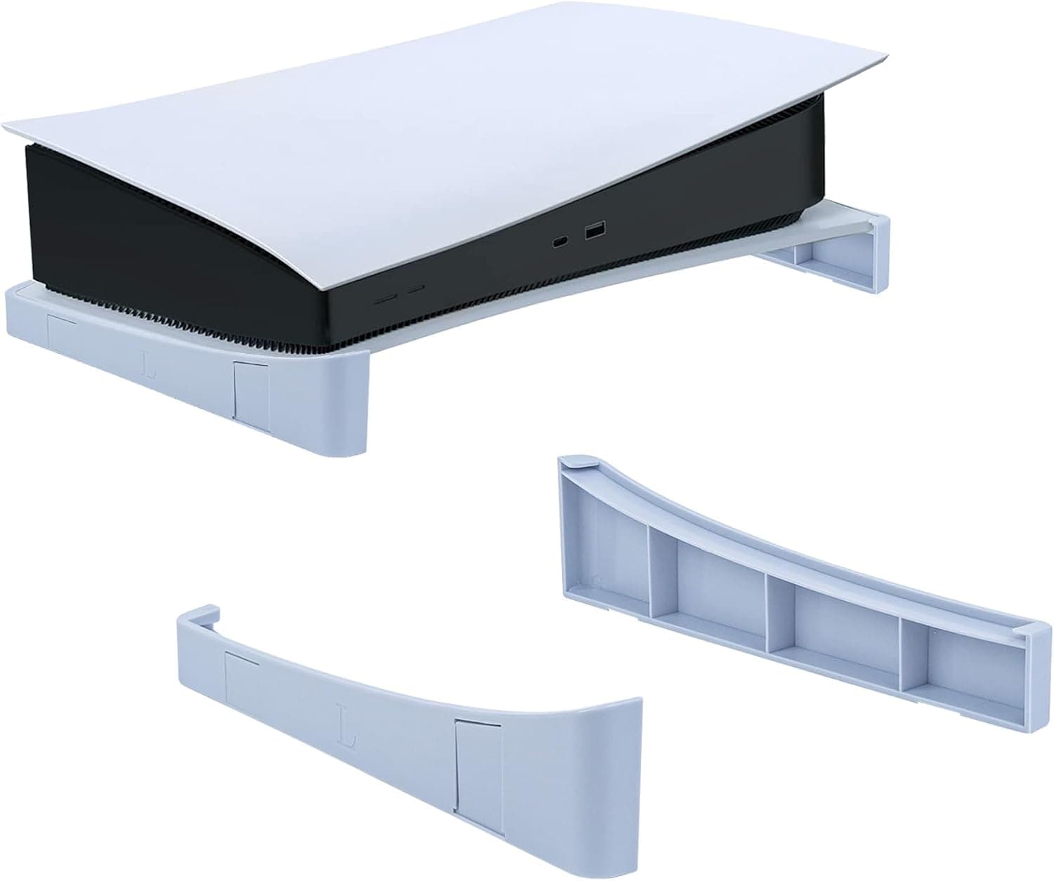 Mcbazel Soporte Horizontal Compatible con Consola 2020 PS5 Console PS5 DE/UHD, Disco PS5 y Consola de edición Digital, con Almohadillas Antideslizantes Gery Blanco (No para PS5 Slim/PS5 Pro)