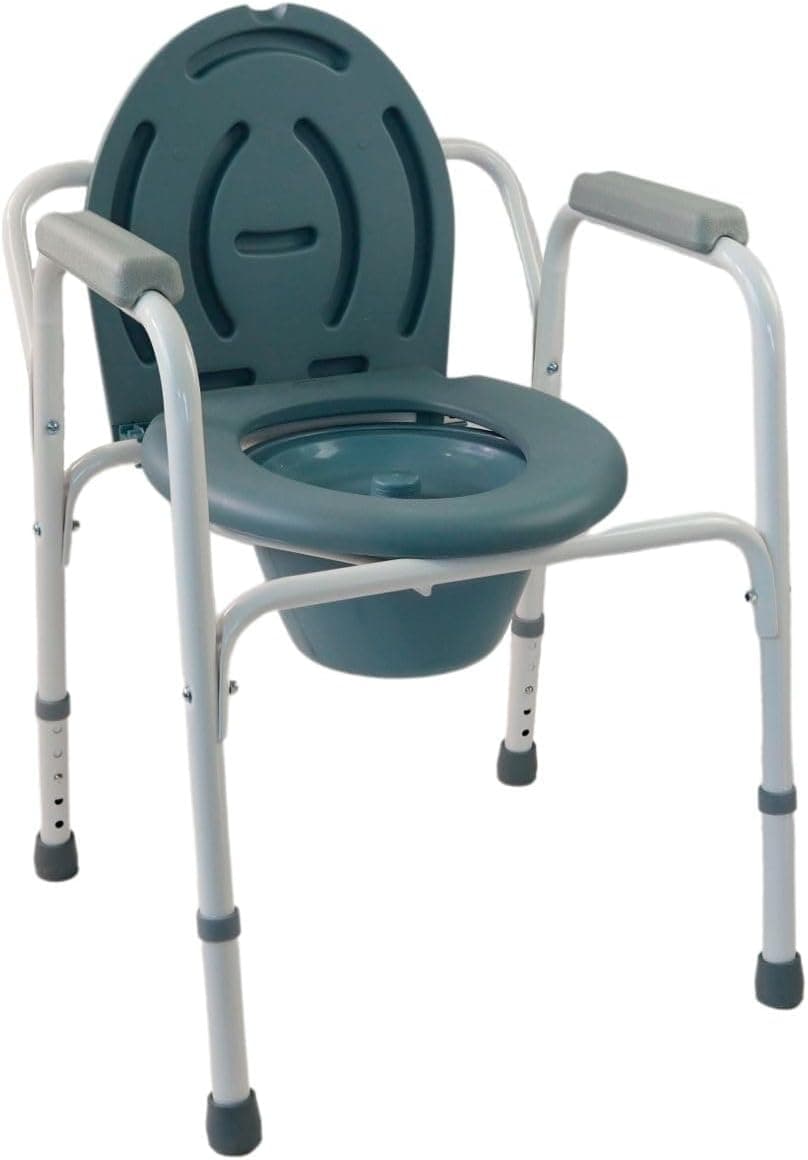 Mobiclinic®, Silla con WC, Tapa, Cubitera extraíble, Regulable en 5 Alturas, Modelo Arroyo, Conteras Antideslizantes, Reposabrazos, Soporta hasta 100 kg, Orinal, Acero