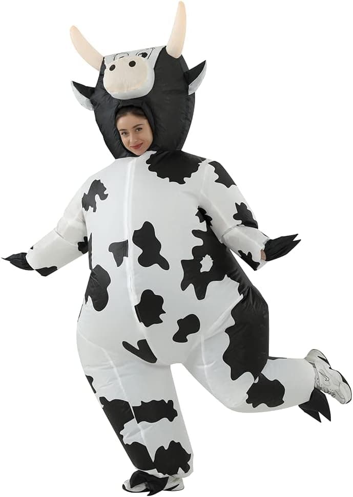 JASHKE Disfraz Vaca Adulto Disfraz Vaca Inflable Traje Vaca Inchable Adultos Disfraz Vacas de Halloween Adulto