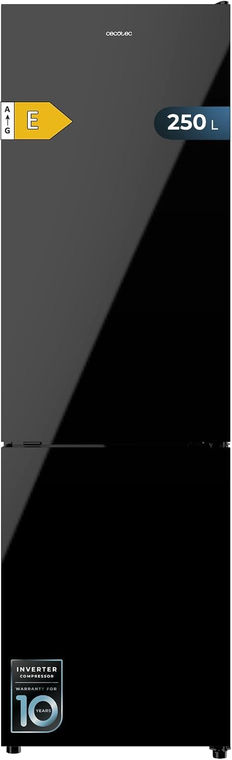 Cecotec Frigorífico Combi Bolero CoolMarket Combi 250 Dark E. Clase Energética E Frigorífico Combi Inox Oscuro 180X55Cm, 250L, No Frost, Multi Air Flow Y Cajón Humidity Box