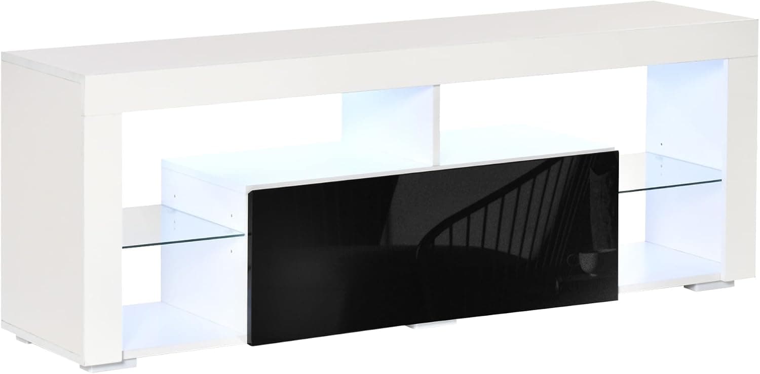 HOMCOM Mueble de TV para Televisiones de 55”Pulgadas 140x35x52 cm Blanco