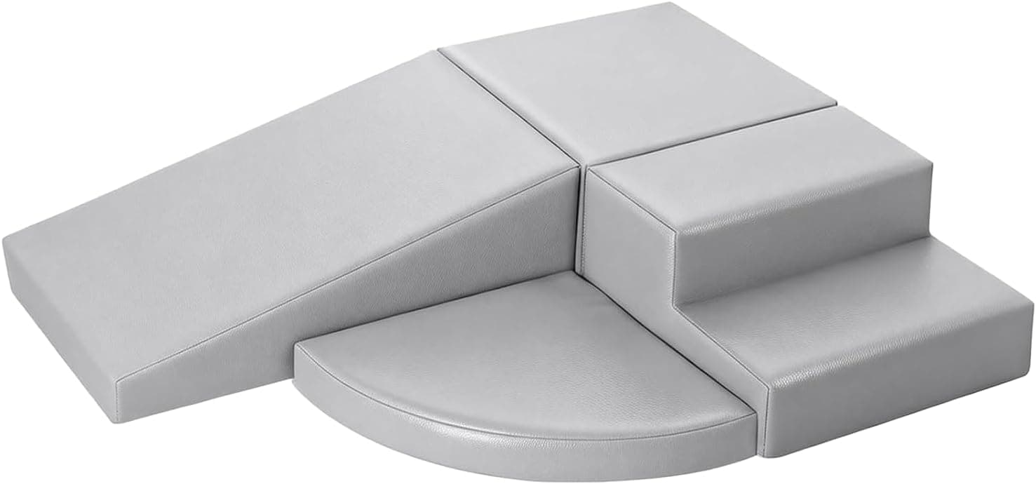 JungleDove Juego de 4 Bloques de Espuma para Niños: Cuero Sintético Bloques Psicomotricidad Infantil - Set de Escalada Escalera Rampa Extendida para Interior Infantil para Escalar y Niños de 3 Años