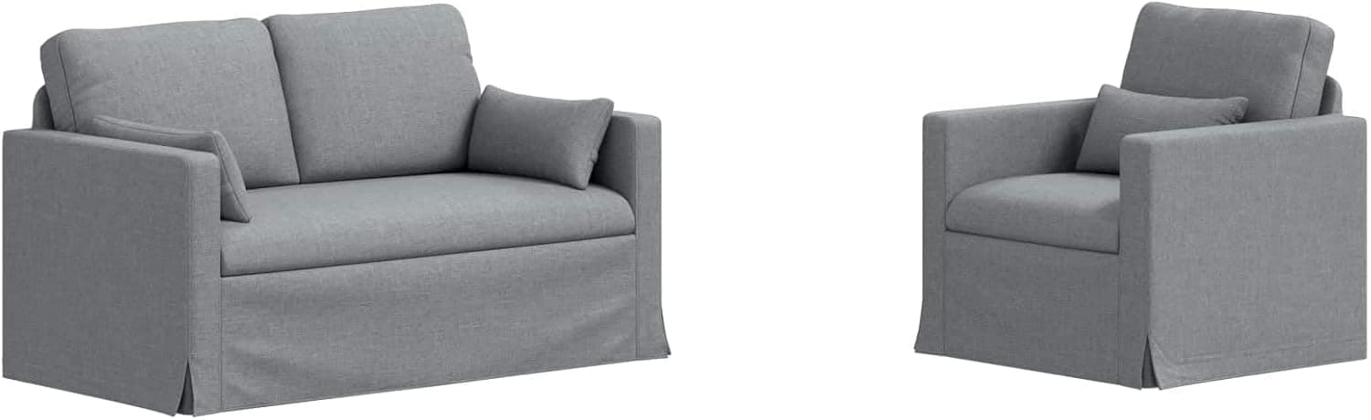 vidaXL Juego de Sofá 2 uds. Gris Claro Tela