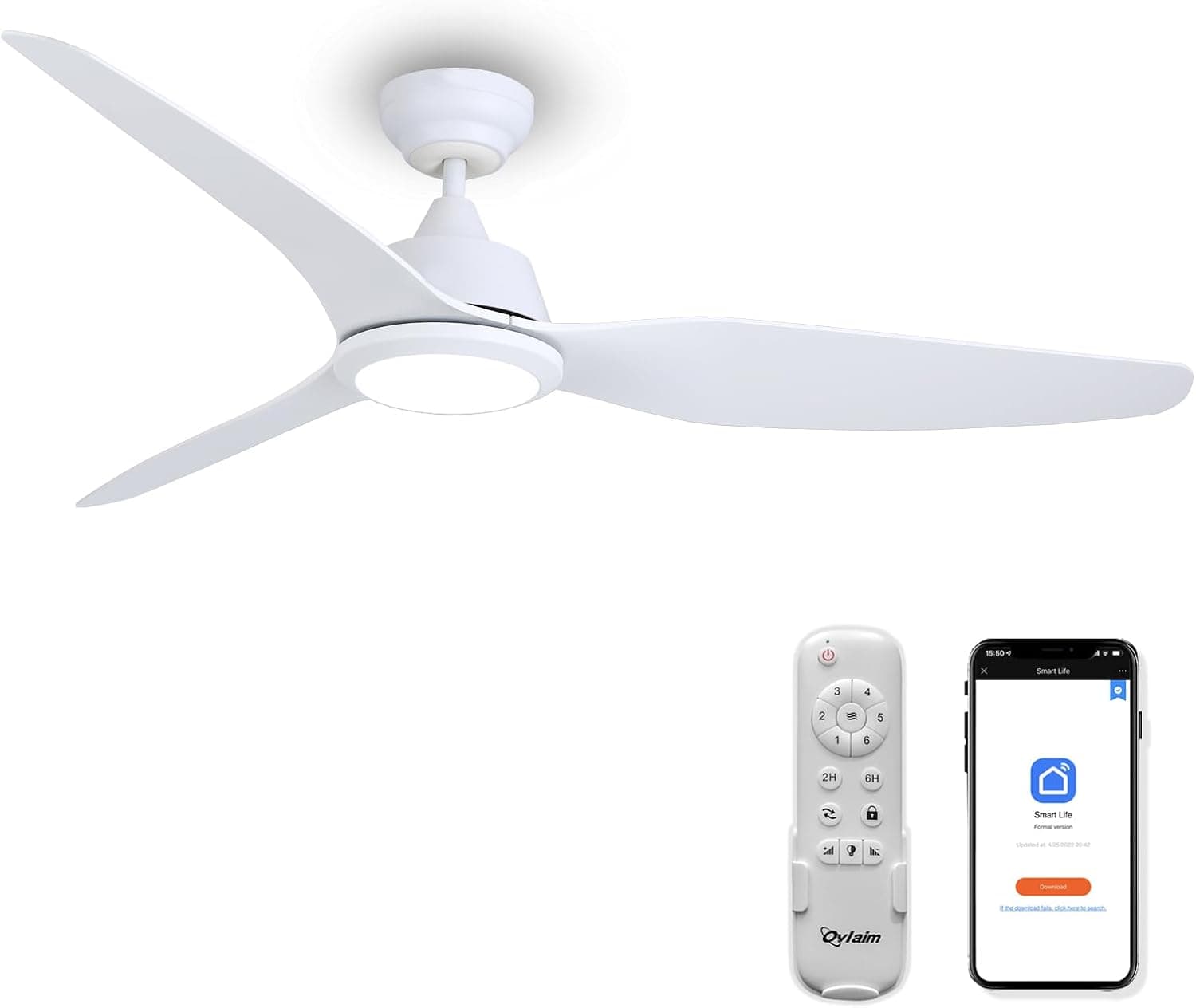 Ovlaim 142 CM Ventilador de Techo Silencioso con Luz y Mando a Distancia