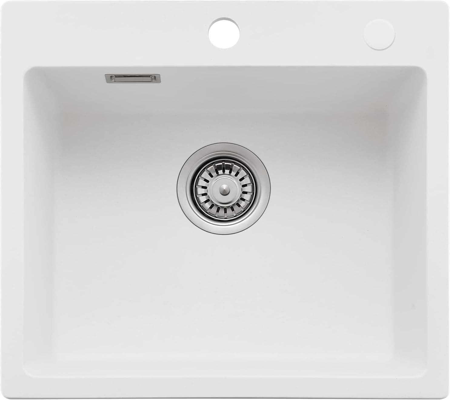 CECIPA Fregadero de cocina de 50 x 45 cm, 80% arena de cuarzo de granito, 1 lavabo empotrable, incluye sifón y sobre