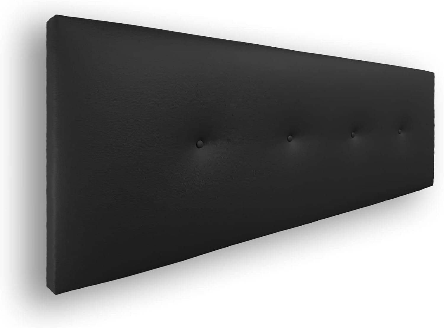Silcar Home - Cabecero de Cama 135 Negro Silvi - Tapizado, Estructura Madera, Hilera Botones Estilo Moderno - Fácil Instalación, Acolchado Confort - 135 cm, Polipiel Negro