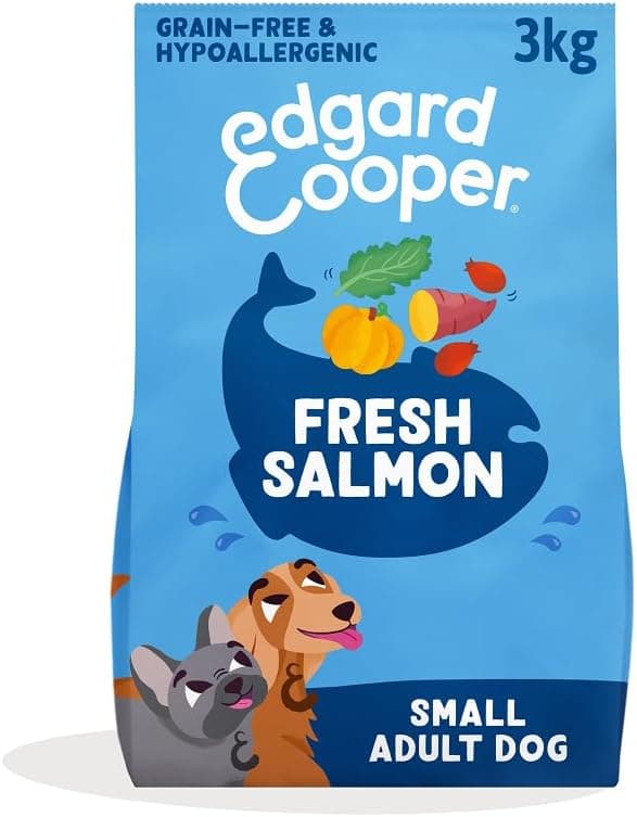 Edgard & Cooper Pienso para Perros Adultos Mini, Salmón Fresco (3kg), Comida Perro Seca Hipoalergénica, Los Ingredientes Naturales, con Equilibrio de Fibra añadido
