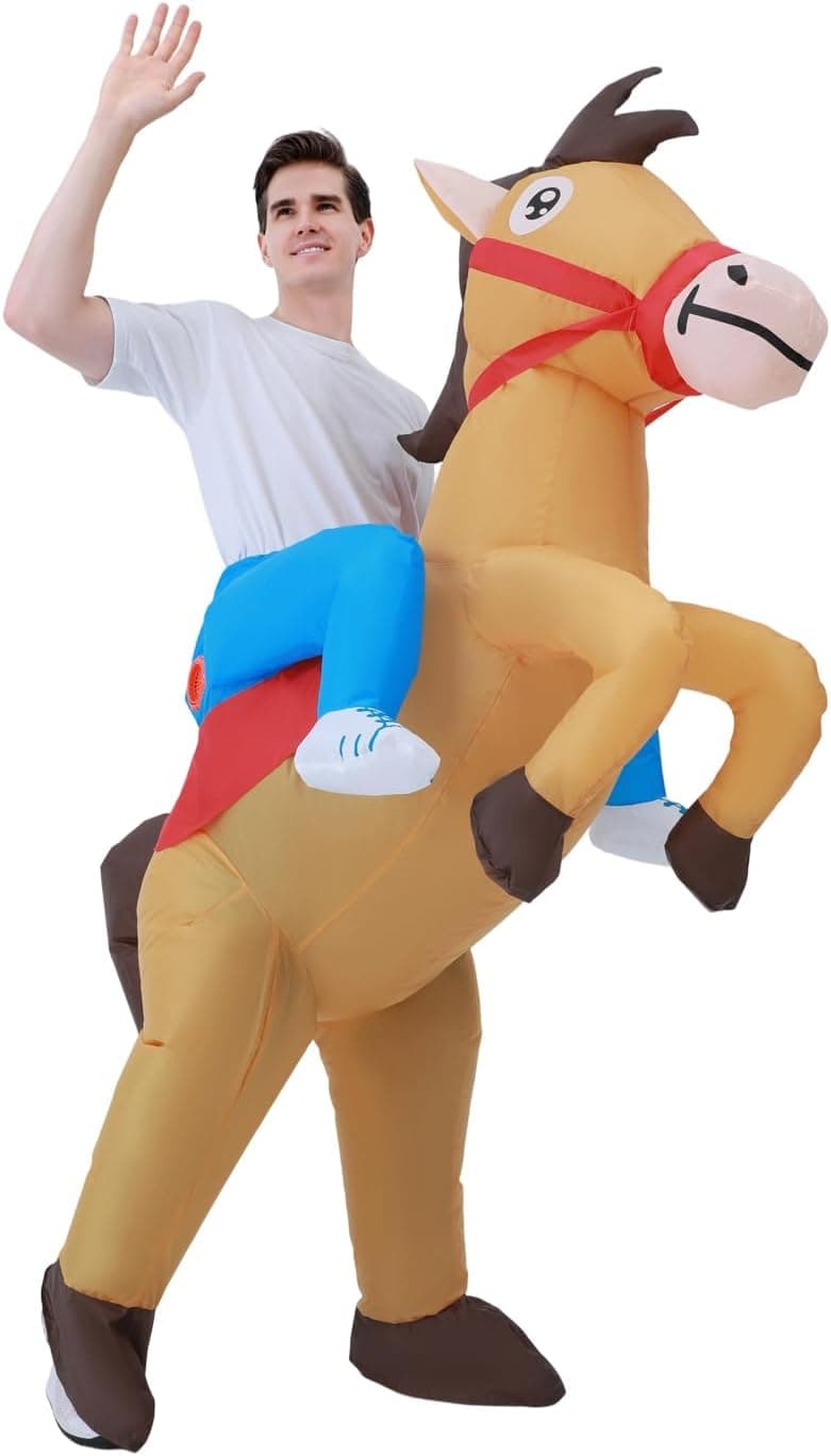 Disfraz caballo inflable para adultos - Disfraz caballo unisex para Halloween Carnaval para alturas 150-190cm - Disfraz inflable perfecto para fiestas, cumpleaños celebraciones,dinosaur costume adult