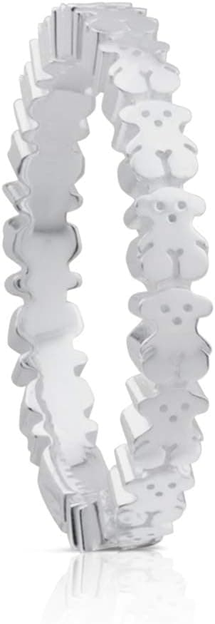 TOUS Anillo de Plata de Primera Ley para Mujer con Motivo de Osos, Elegante y Versátil, Colección Straight