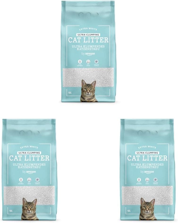 by Amazon Arena aglomerante ultrablanca para Gatos 10 L (Paquete de 3)