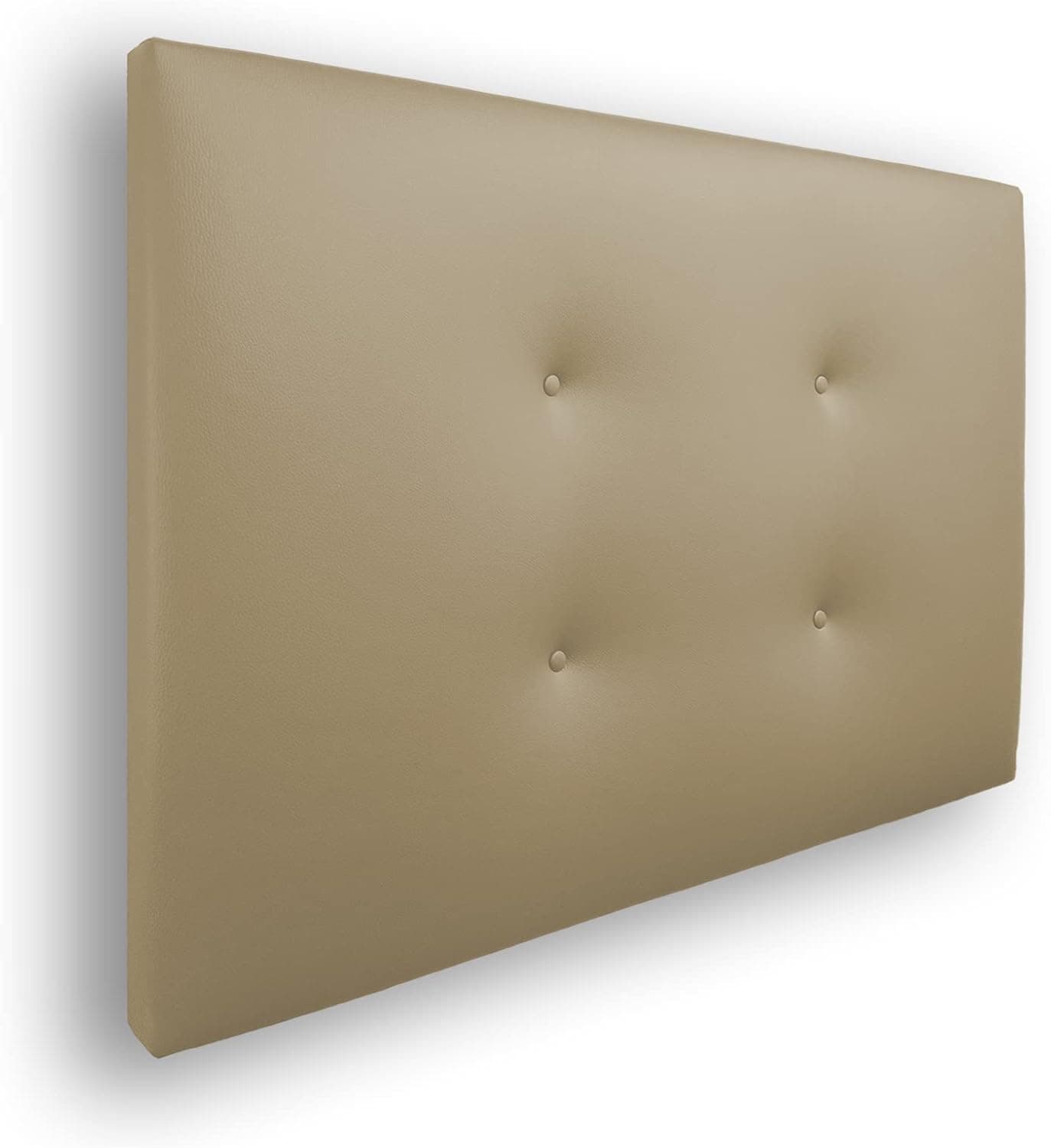Silcar Home - Cabecero de Cama Carlo 105 Beige - Estructura de Madera, Tapizado en Polipiel, Diseño Moderno con Dos hileras Botones, Fácil Instalación - Polipiel Beige, 105 cm
