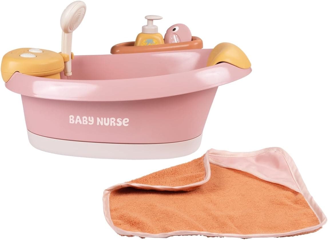 Smoby - Baby Nurse - Bañera de hidromasaje - para muñecas de hasta 42 cm - Módulo electrónico - Chorros de Agua, Burbujas, Luces LED - Numerosos Accesorios - Funciones de Juego - A Partir de 3 años