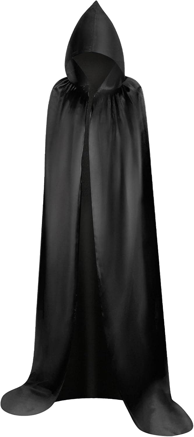 Myir JUN Largo Capa con Capucha Halloween Capa Negra Unisex Adulto Niños