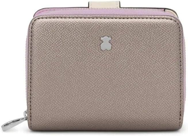 Tous Billetera Pequeña Plateada, para Mujer, Medidas 10 x 12 x 3 cm, Colección New Dubai Saffiano