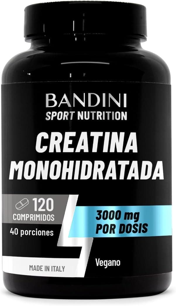 Bandini® Creatine Monohidratada 120 Comprimidos de 3.000mg por dosis - Suplemento deportivo para Entreno, Gimnasio e Pre Workout - 100% Vegano - A base de un 100% de Creatina Monohidratada Pura