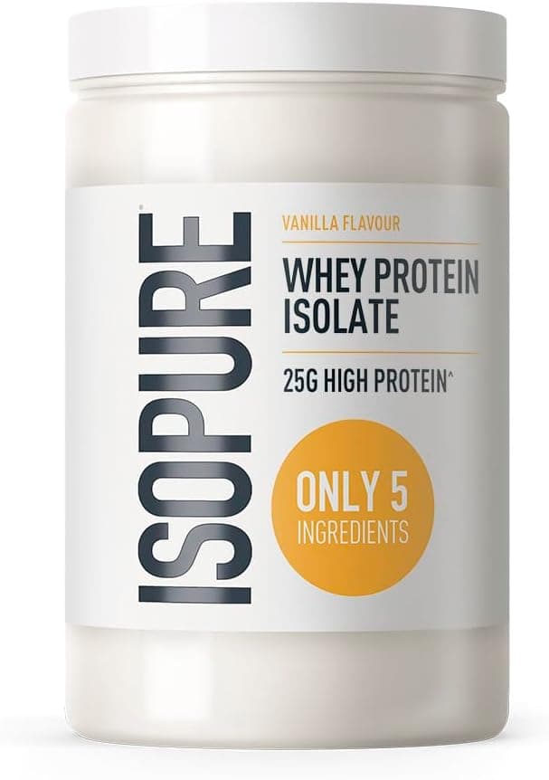 Isopure Aislado de Proteína de Suero (Whey Protein Isolate) en Polvo, Sabor Vainilla | 25 g de Proteína por Toma, Baja en Azúcar, Solo 5 Ingredientes, Sin Saborizantes Artificiales, 450 g