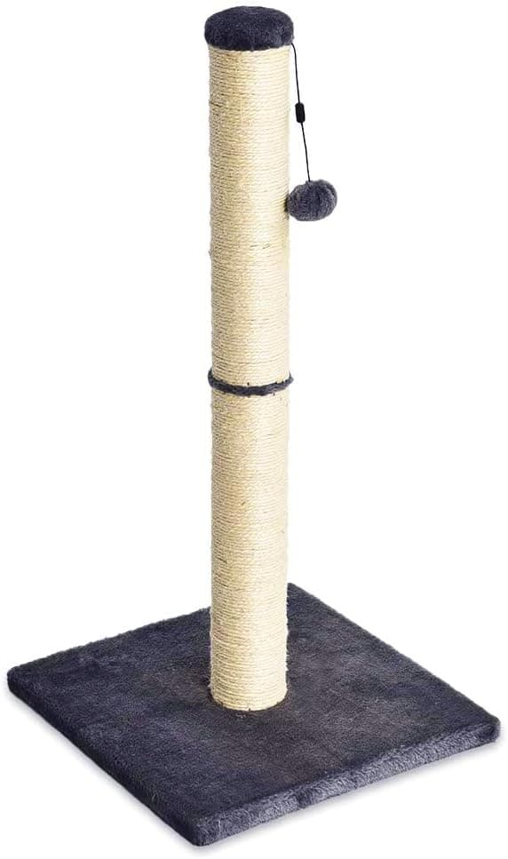 Amazon Basics Rascador para gatos de interior, estándar con juguete colgante, 80 cm, gris