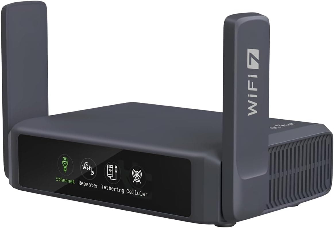 GL.iNet GL-BE3600 Slate 7 Router Wi-Fi 7 Viaje Pantalla Táctil 2.5G | Pantalla táctil Activa VPN/AdGuard, Mini 1 Pulgada, Ideal Hotel, Crucero, Autocaravana, Viaje Negocios, avión