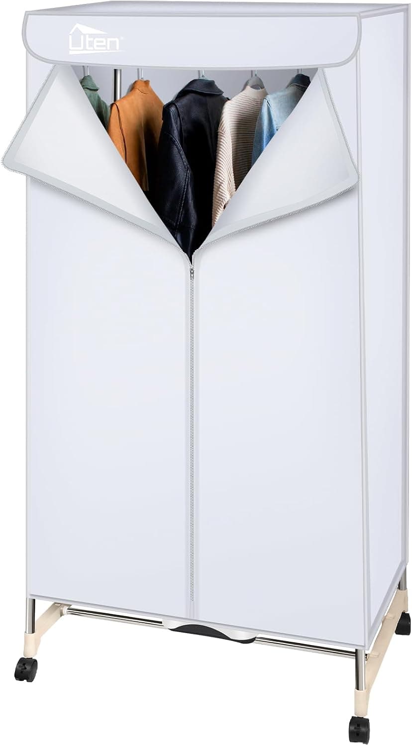 Uten Secadora de Ropa Eléctrica Portátil 1500W con Reducción de Ruido para Dormitorios Familiares, Alta Capacidad Fácil de Almacenar (Cuadrado)