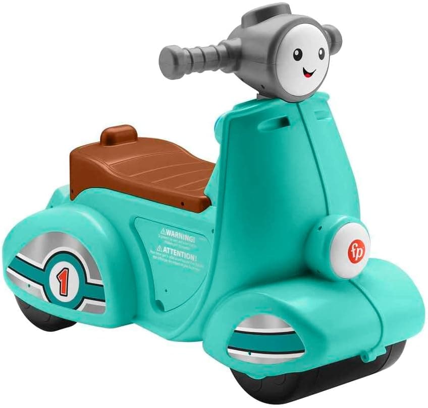 Fisher-Price Ríe y Aprende Moto Scooter Juguete correpasillos con Sonidos, bebés +1 año, versión español + Italiano + francés + inglés + alemán + holandés (HMV76)