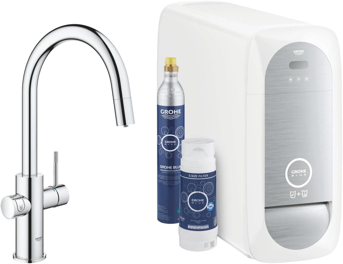 Grohe Blue Home Starter Kit - grifo de cocina con filtro de agua, caño en C (‎31541000)