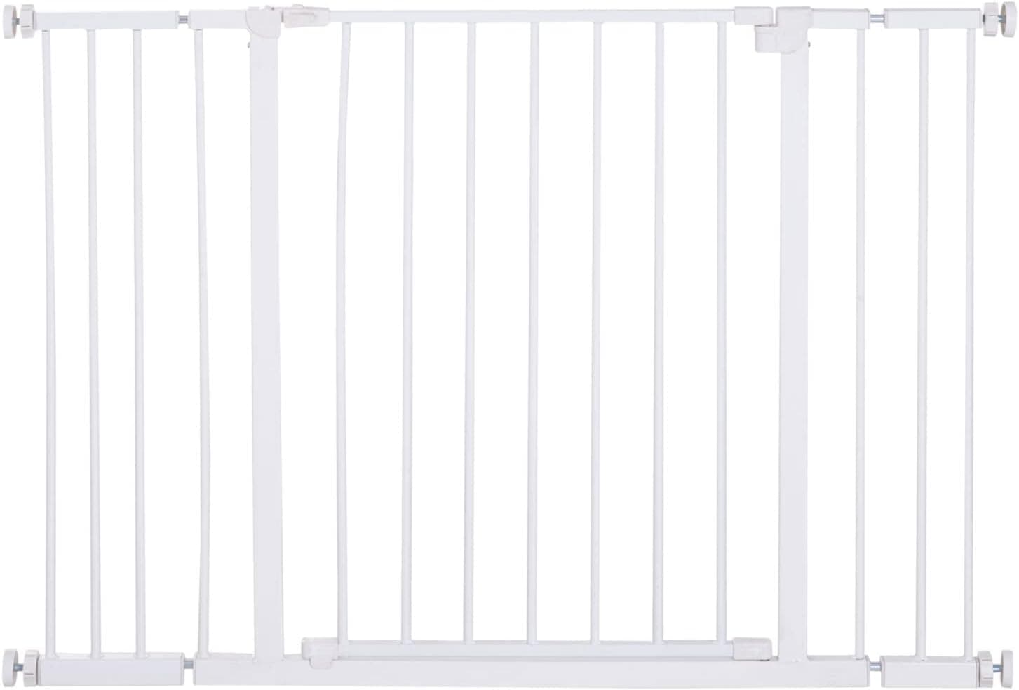 PawHut Barrera de Seguridad Longitud Ajustable 72-107 x 76 cm sin perforación de Metal, plástico Blanco