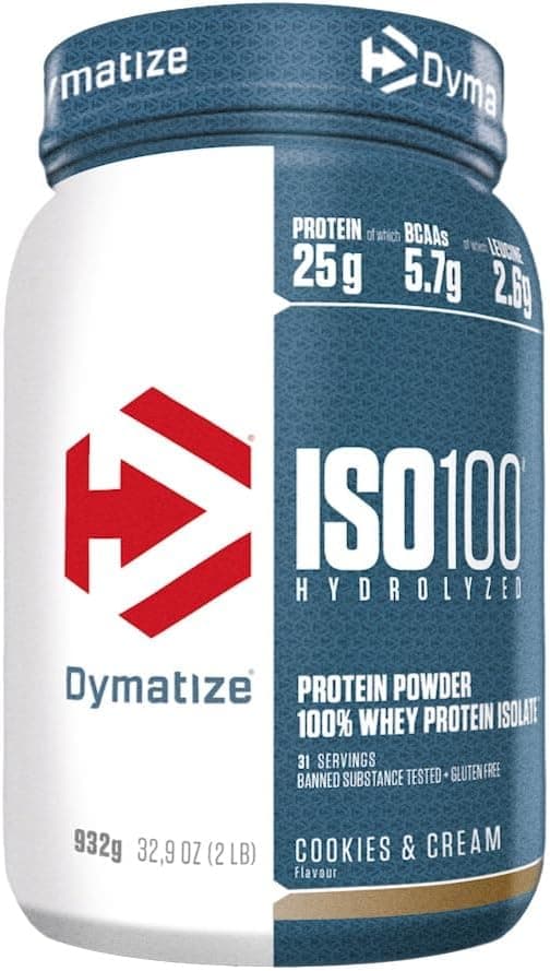 Dymatize ISO 100 Hydrolyzed Cookies & Cream 932g - Hidrolizado de Proteína de Suero Whey + Aislado en Polvo