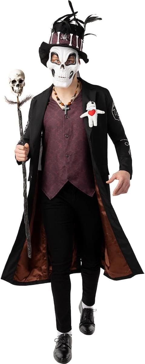 Funidelia Disfraz de esqueleto vudú para hombre, Talla M Terror, Halloween - Traje para adultos para fiestas, Carnaval y Halloween