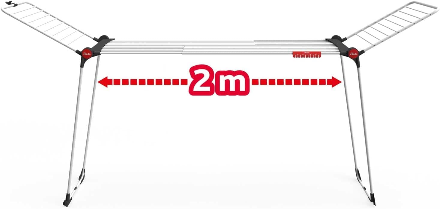 Vileda Infinity Flex, tendedero Grande Extensible 30 m, Acero y Aluminio