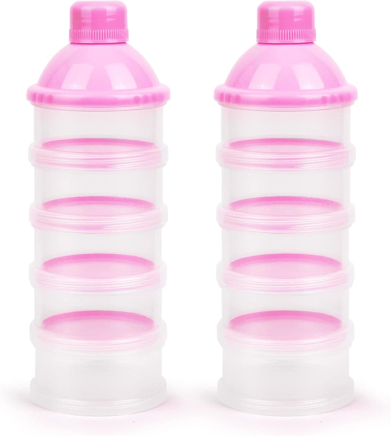 Vicloon Dispensador de Leche Polvo, 2PCS Dosificador de Leche en Polvo con 5 Compartimentos, Contenedor de Almacenamiento de Frutas, Dispensador Cajas Apilables de Fórmula