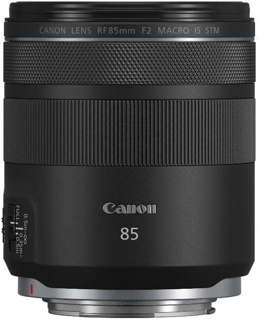 Canon Objetivo Canon RF 85 mm F2 Macro IS STM - Lente estándar Ideal para Retrato, Bokeh y Foto Detalle Incluso con Poca luz, Ligero, Estabilizador óptico 5 Pasos, Compatible con Sistema EOS R, Negro